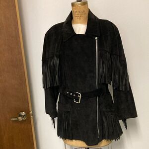 Suede Leather Lined Leather Coat M Made in USA